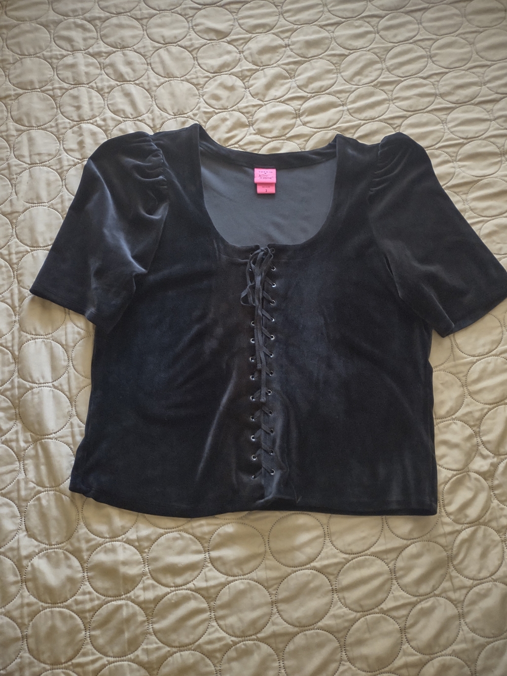Torrid Betsey Johnson Velvet Lace-Up Black Women's Top 3